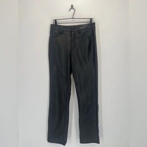 Good American Size 10/30 Faux Leather High Waisted Straight Leg Pants Black